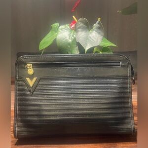 Vintage Valentino Black Toiletry Bag with Quilted Design